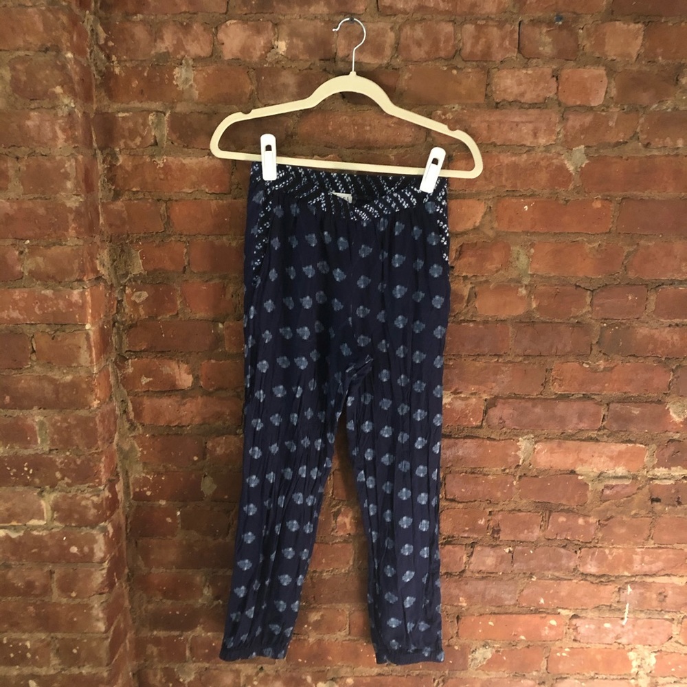 Velvet flowy navy pants